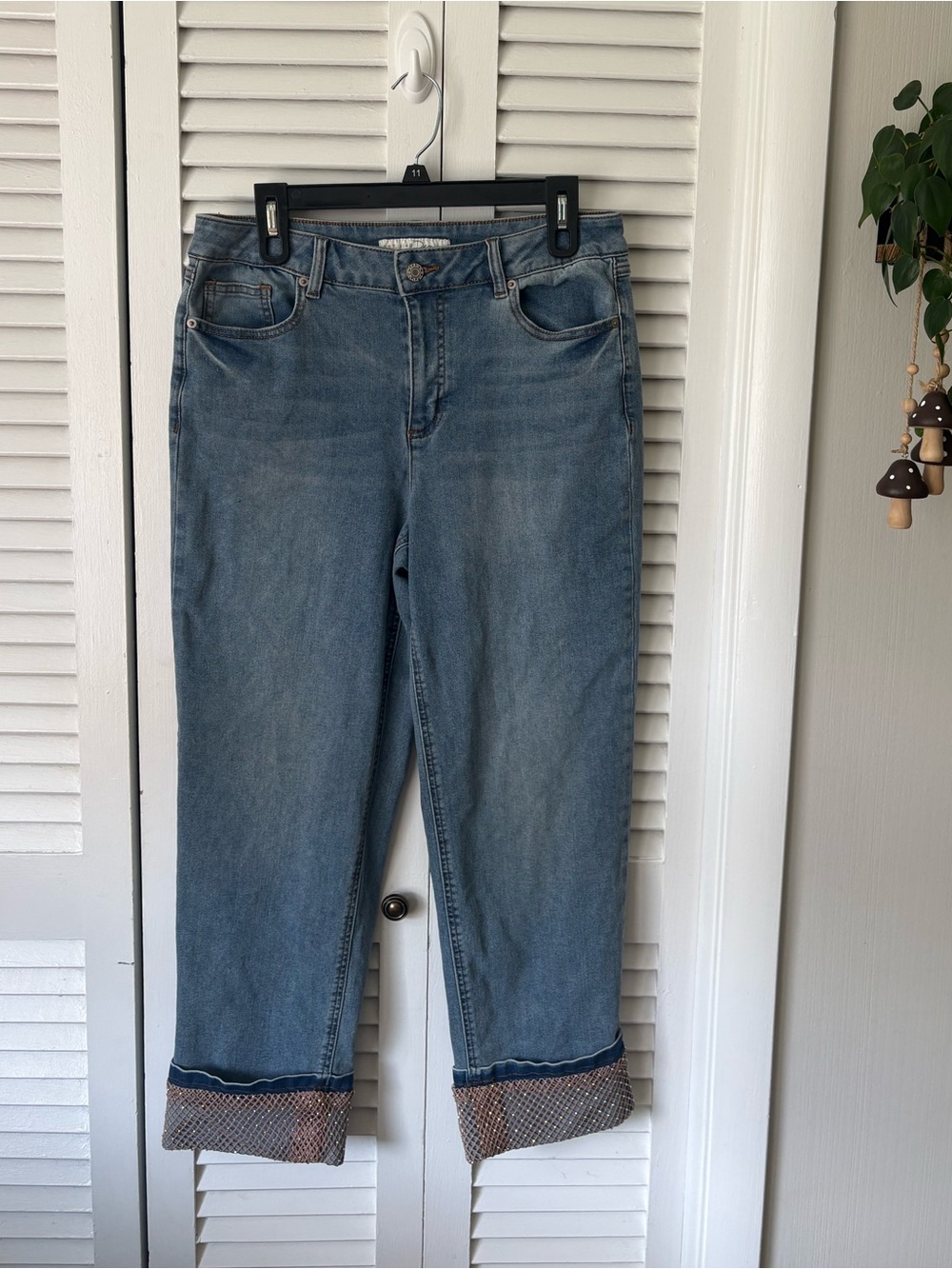 Classic Blue Women's Jeans with Cuffed Hem
